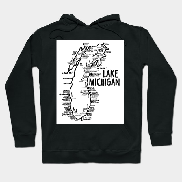 Lake Michigan Map Hoodie by fiberandgloss